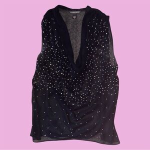 victoria's secret rare sheer black bedazzled embellished slouch top